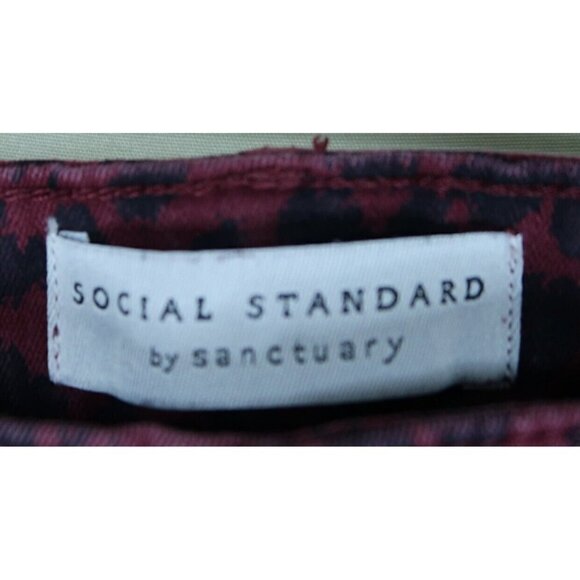 Social Standard by Sanctuary Ankle Pants Womens 12 Red Cheetah Print Skinny FIt - Picture 14 of 15